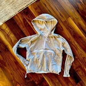 Super soft linen half zip pullover hoodie